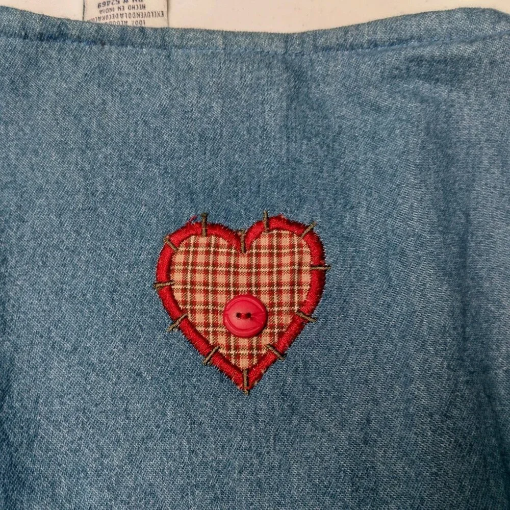 Vintage Bobbie Brooks Vest XL Blue Chambray Quilting Sewing Grannycore - Picture 7 of 14
